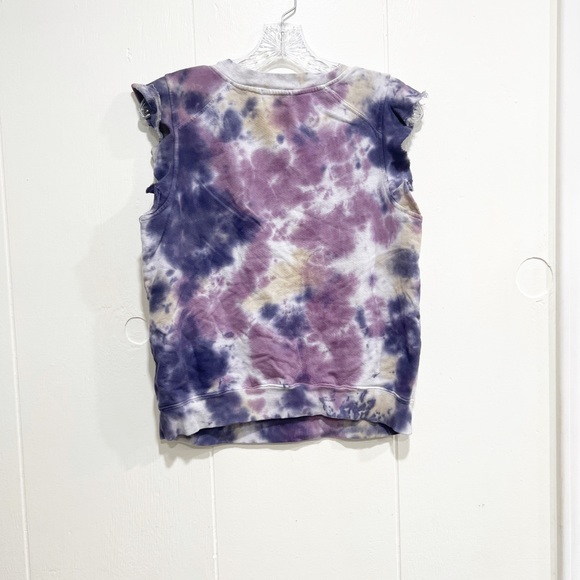 NWT Anthropologie T.La Ruffled Sweatshirt Tank Purple Tie Dyed - Picture 7 of 11